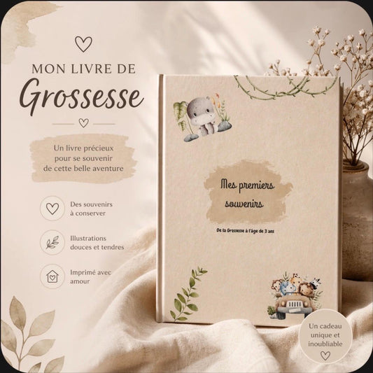 Livre souvenir bébé et grossesse - Journal de maternité A4 - Album naissance de 0 à 3