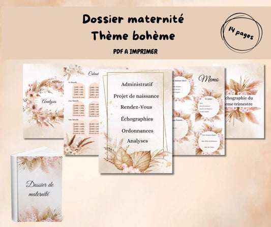 Dossier de maternité imprimable PDF – Classeur grossesse complet – Organisation suivi grossesse